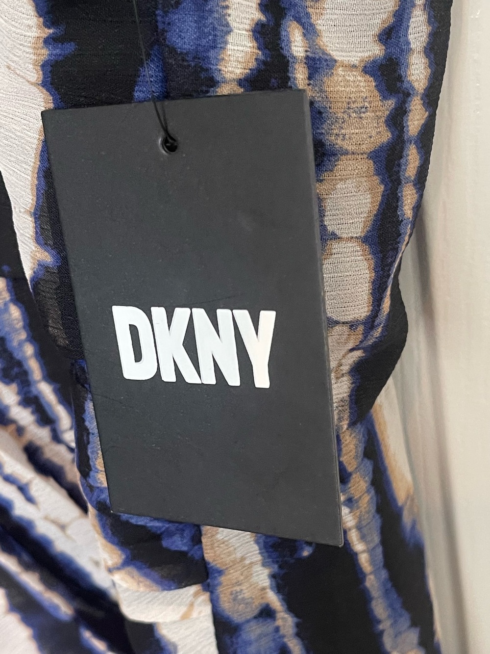 Dkny Navy and White Tie-Dye Twist-Waist Midi Dress - Picture 4 of 16